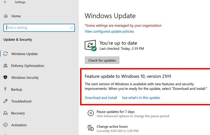 Windows 10 21H1-Update