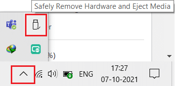Suchen Sie das Symbol „Hardware sicher entfernen“ in der Taskleiste