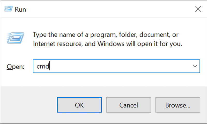 .Drücken Sie Windows + R, um das Dialogfeld Ausführen zu öffnen. Geben Sie cmd ein und klicken Sie dann auf Ausführen. Nun öffnet sich die Eingabeaufforderung.