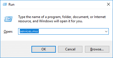 Drücken Sie Windows + R und geben Sie services.msc ein und drücken Sie die Eingabetaste