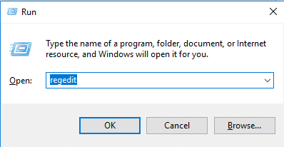 Drücken Sie Windows + R und geben Sie regedit ein und drücken Sie die Eingabetaste