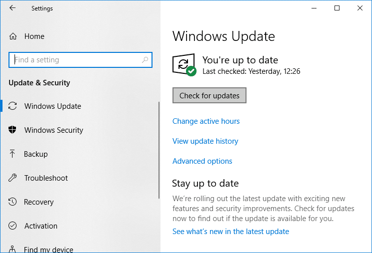 Suchen Sie nach Windows-Updates