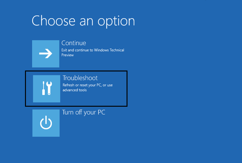 Wählen Sie eine Option unter Windows 10